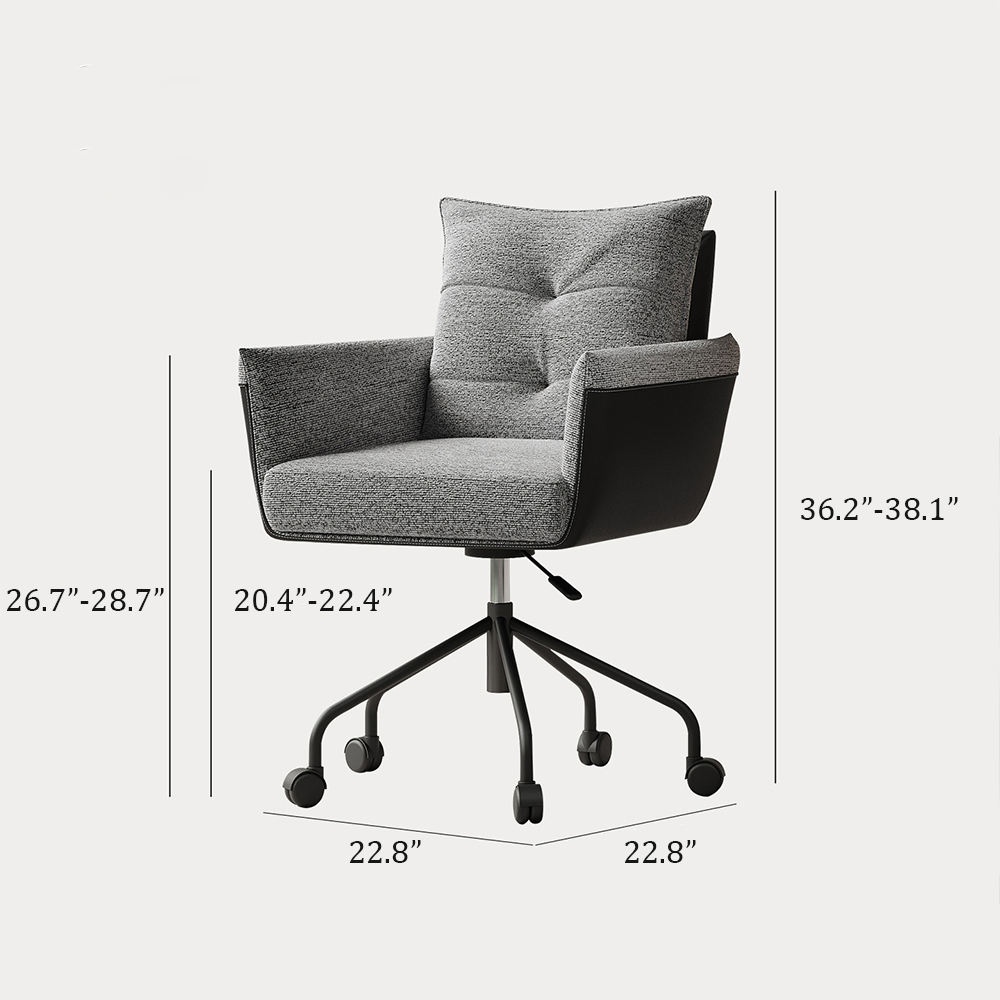 360 Swivel Height Adjustable Linen Upholstery Office Chair 1 Piece