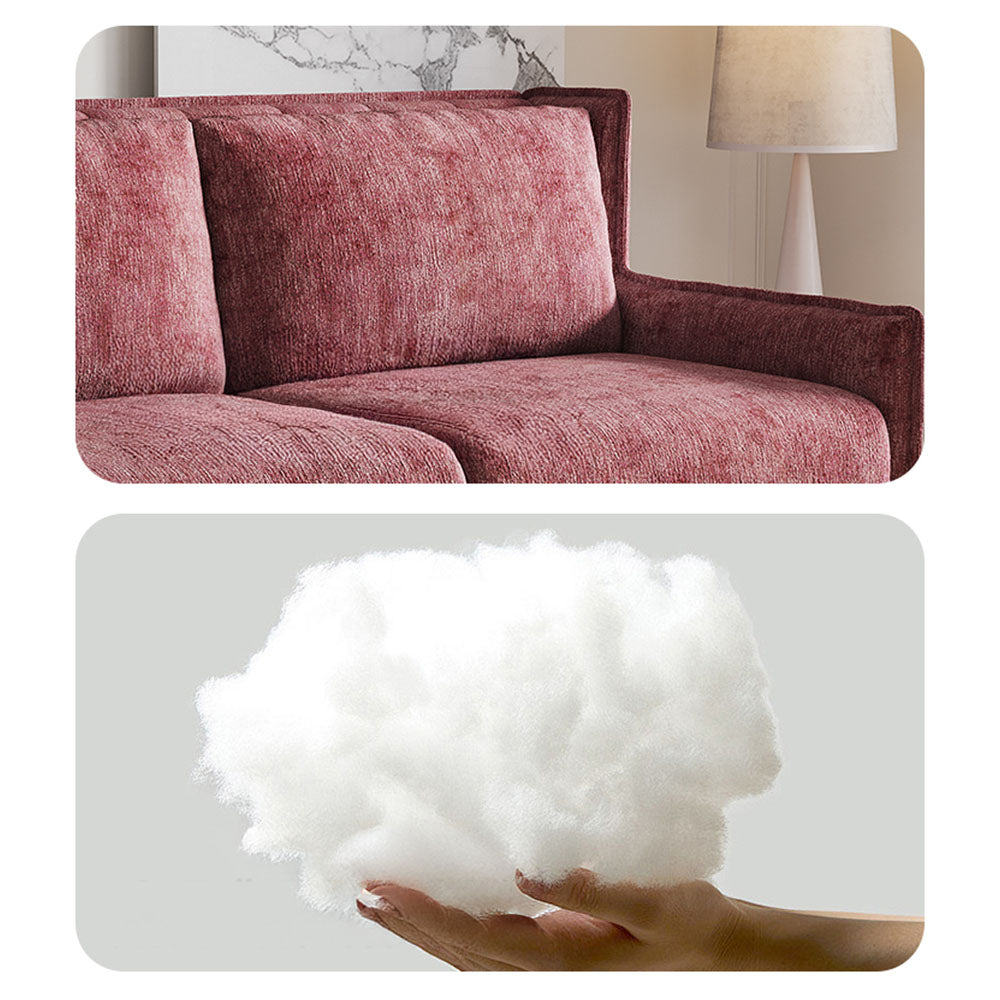 Close-up of soft chenille upholstery on sleeper sofa bed texture