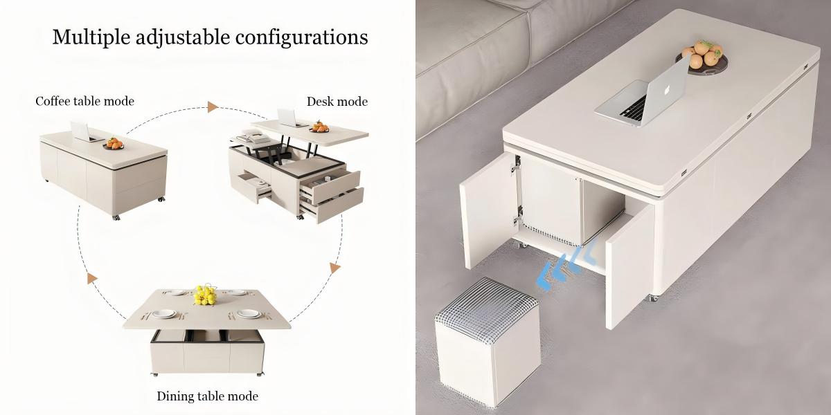 multifuntional coffee table with 3 uses