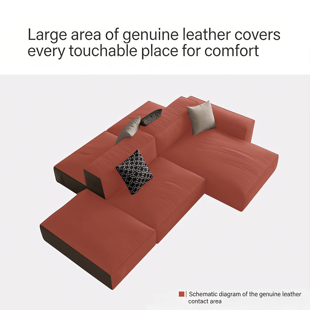 Modern Modular Top-Grain Leather Sectional Sofa