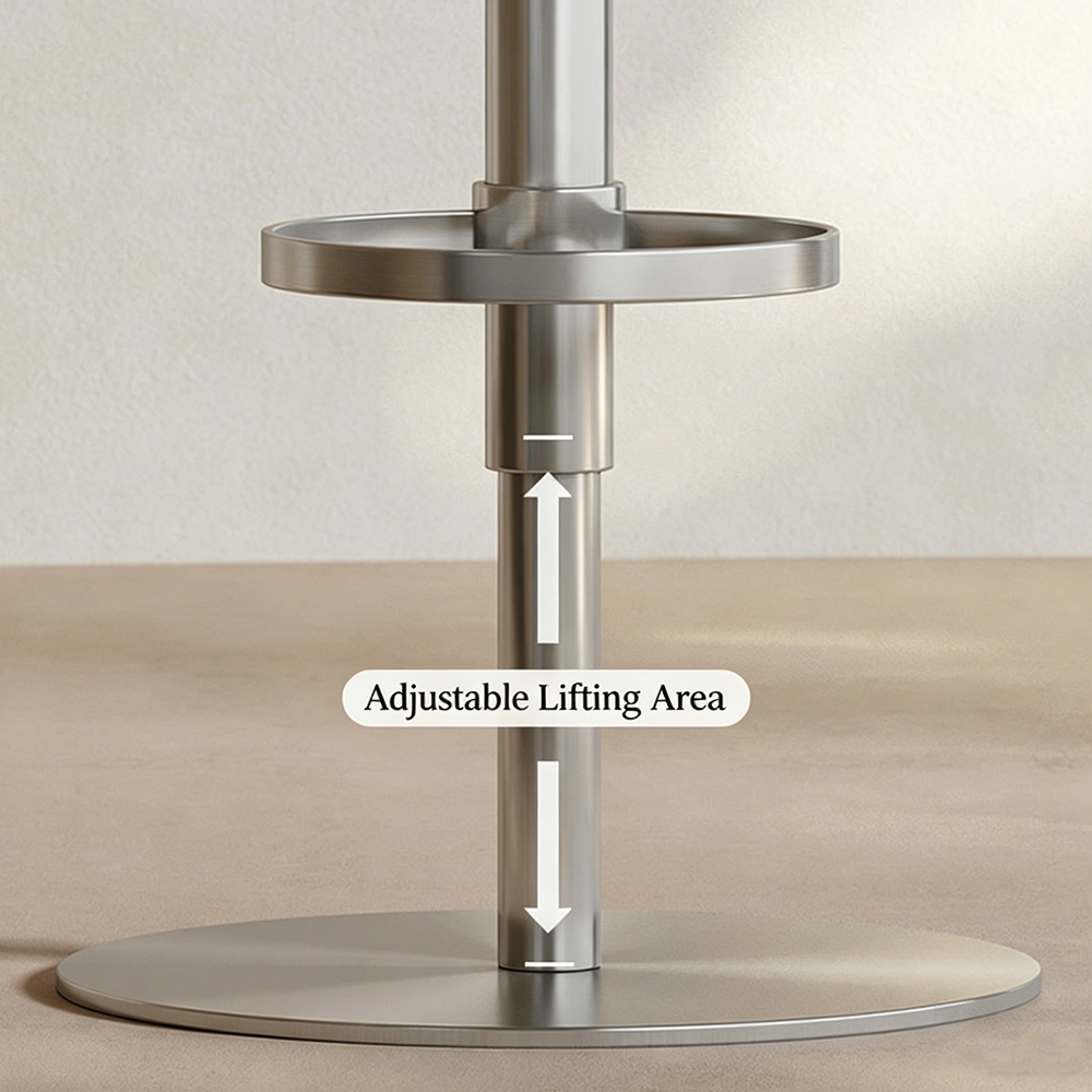 Adjustable Swivel Bar Stool with Petal-Shaped Upholstered Seat and Chrome Base 1 Piece