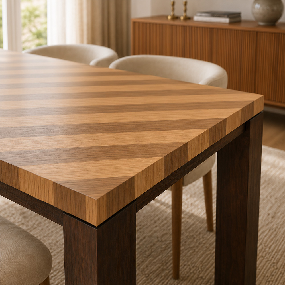 78.7" Rectangular Dual Tone Wood Grain Rectangular Wood Dining Table