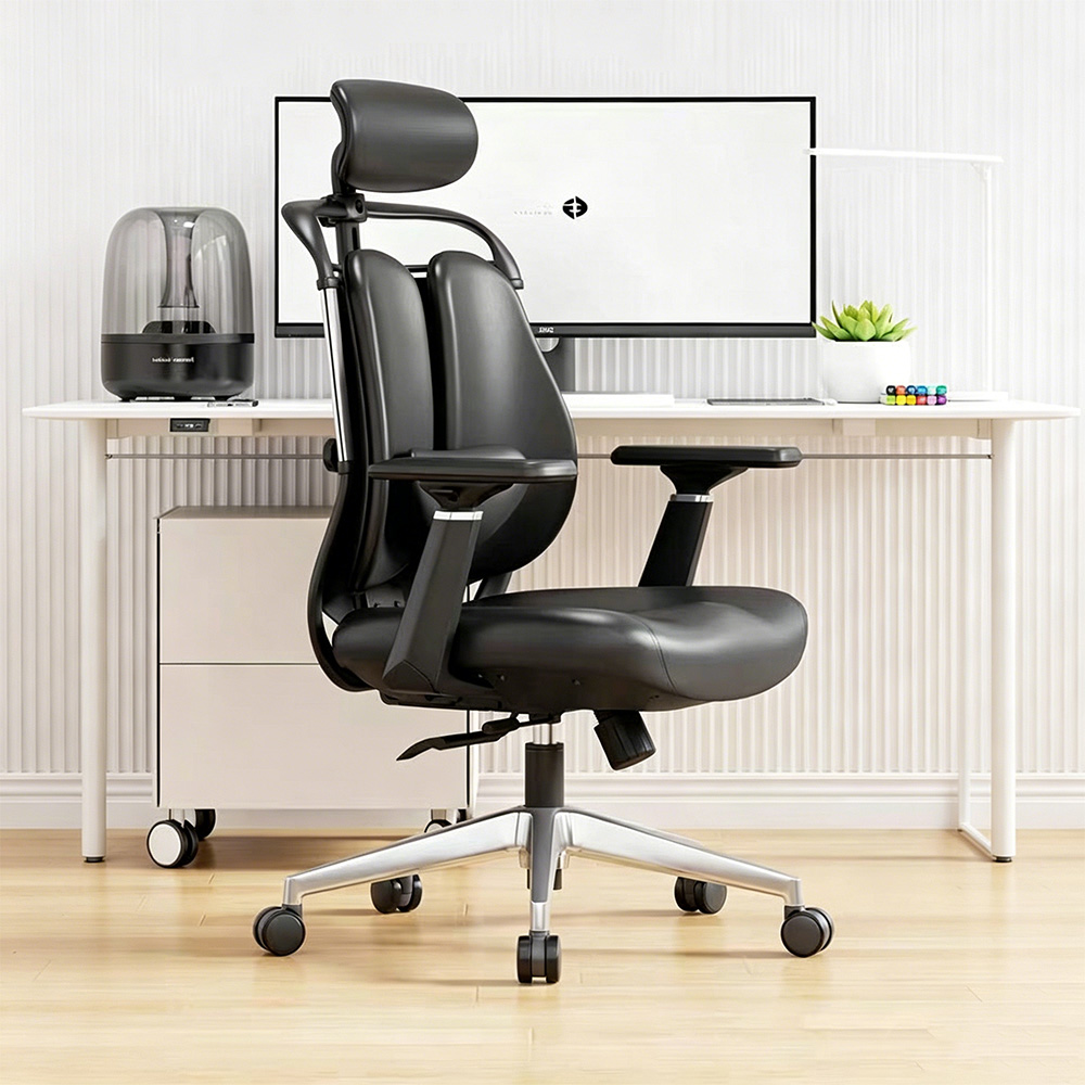 Ergonomic Executive Office Chair with Headrest Adjustable Seat Depth & 90°–135° Reclining Backrest
