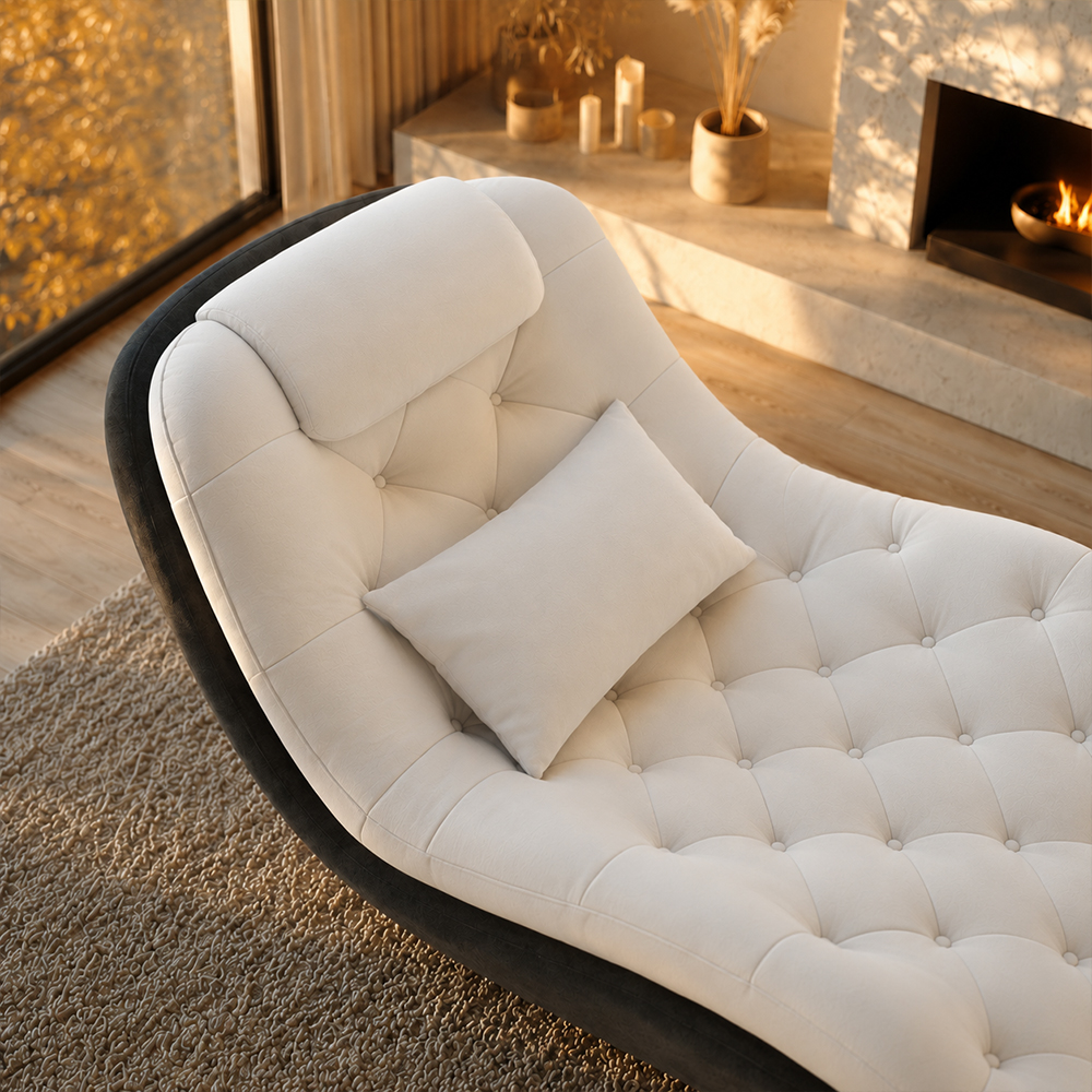 Modern Tufted Chaise Lounge Chair with Curved Base