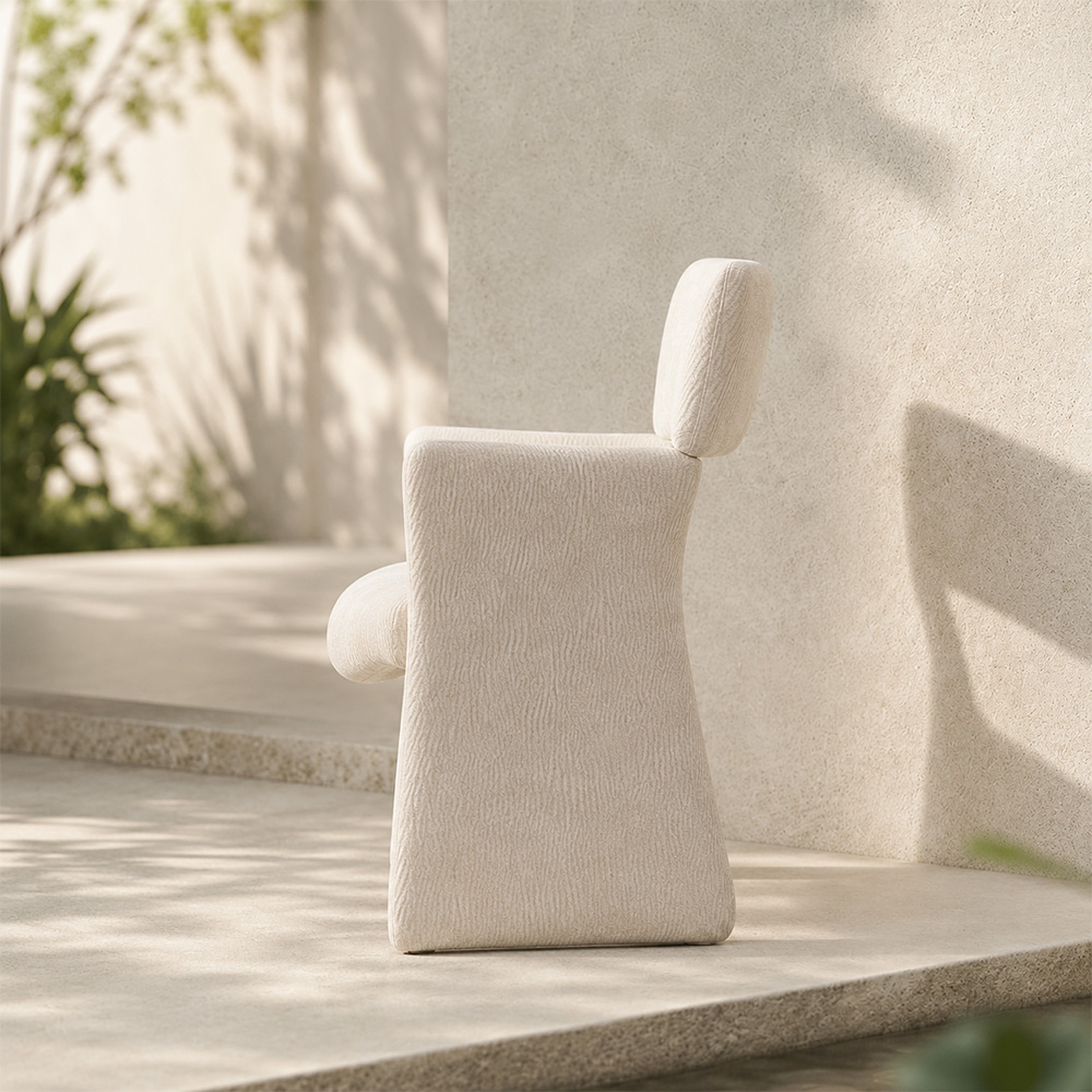 Full Wrapped Textured Chenille Sculptural Integrated Frame Dining Chair 1 Piece