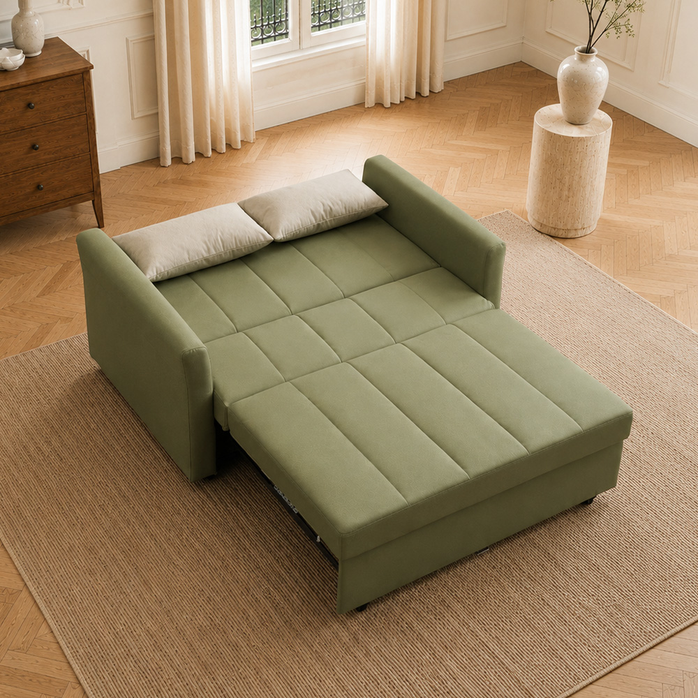 Small Apartment 2 In 1 Pull Out Guest Bed Microfiber Suede Couch Sofa Bed