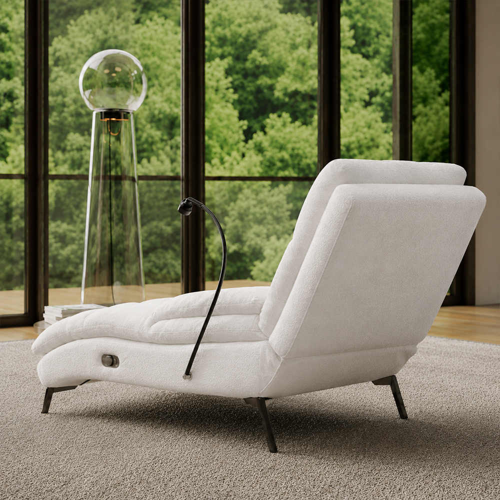 Neutral Tone Chenille Electric Recliner Media Lounge Chair
