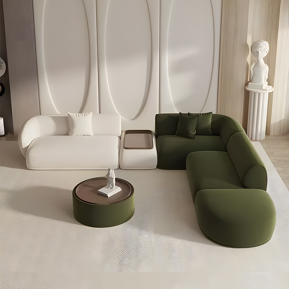 Chenille Free Combine Curved Modular Sectional Sofa