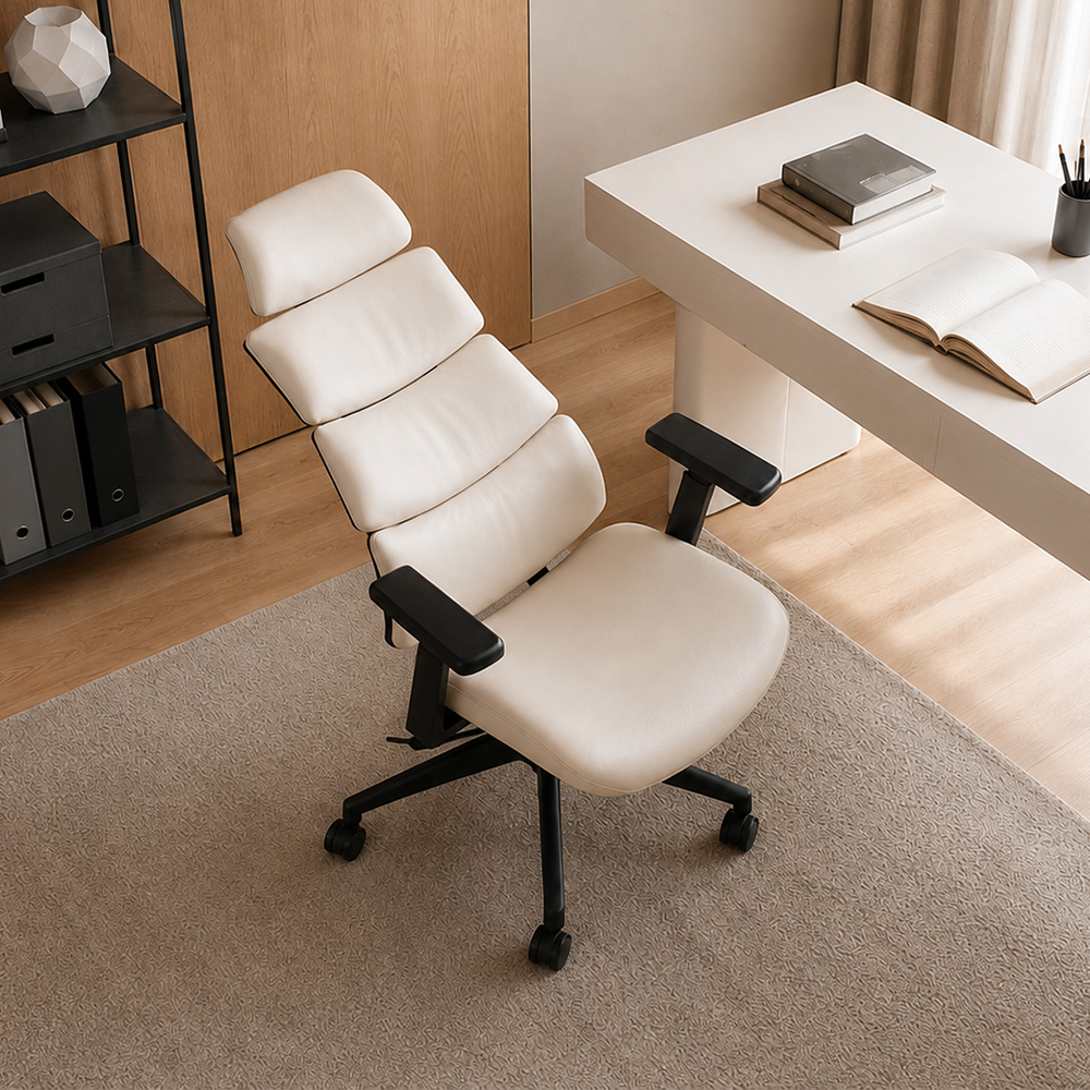 Premium Split Back PU Leather Office Chair Adjustable Headrest And Lumbar Pillow