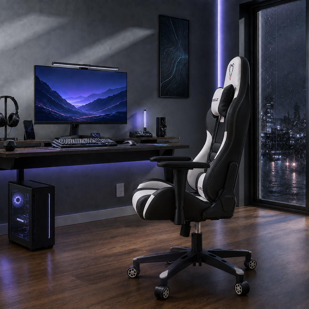 Ergonomic PU Leather Gaming Chair 2D Adjustable Armrests