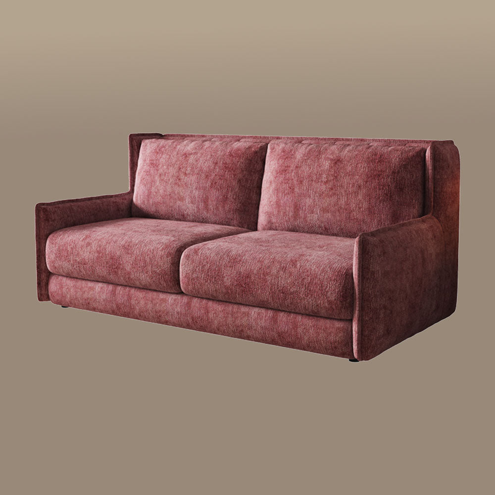 Side view of chenille sofa bed showing textured fabric and modern clean lines