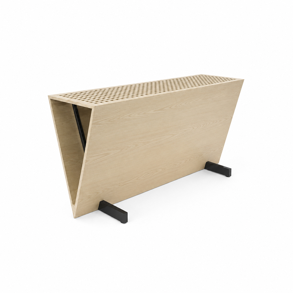 Ash Wood Veneer Trapezoid Shape Console Table