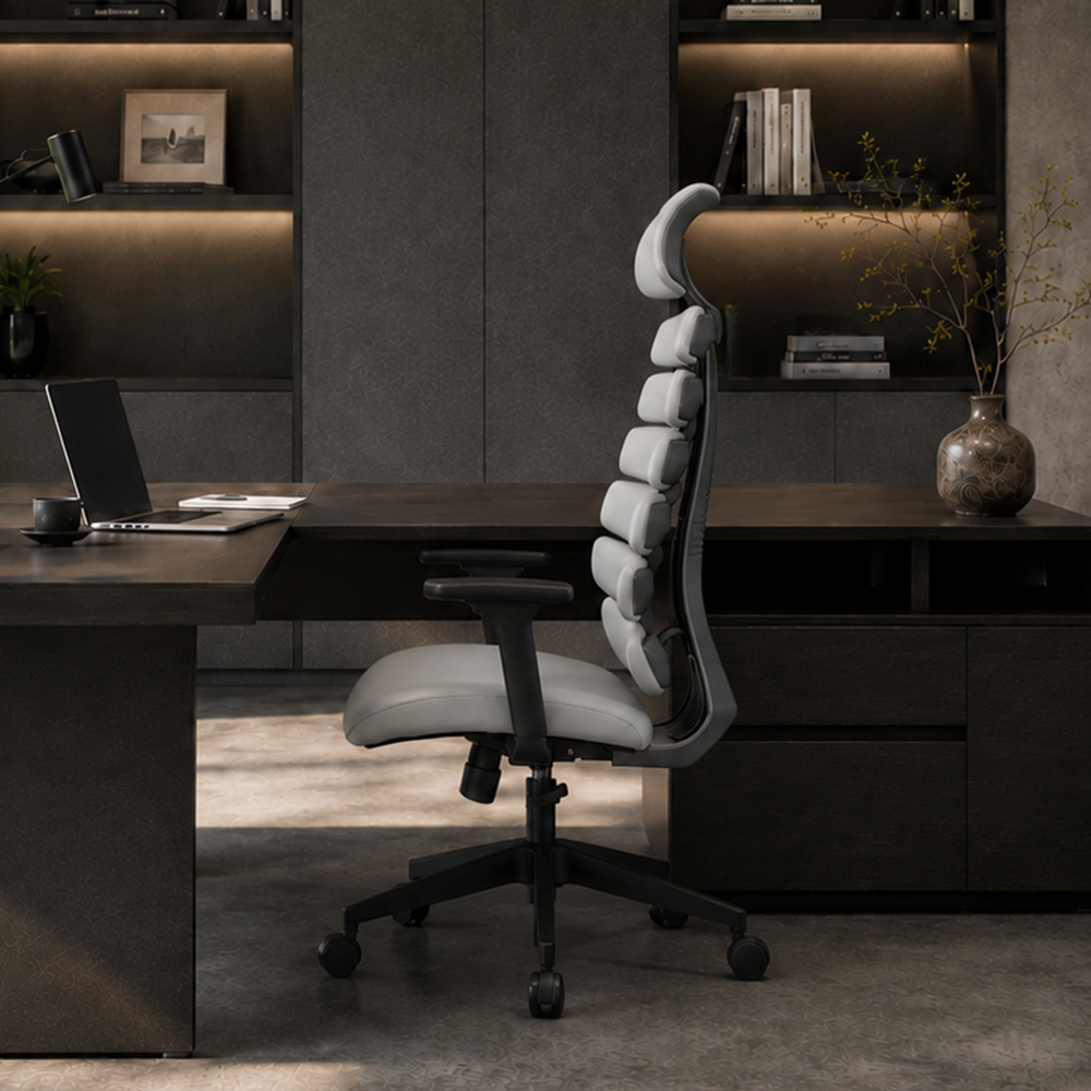 PU Leather Home Office Chair with 3D Armrests & Synchro-Tilt Mechanism