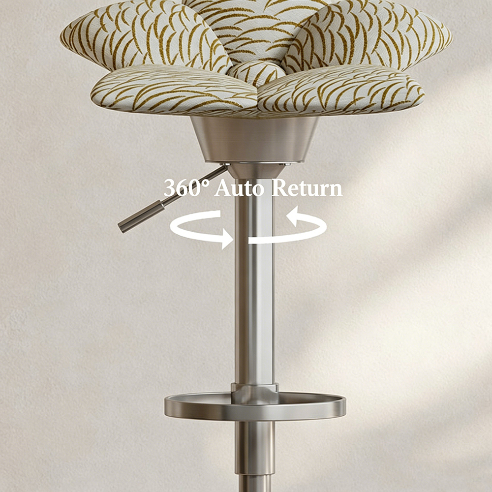 Adjustable Swivel Bar Stool with Petal-Shaped Upholstered Seat and Chrome Base 1 Piece