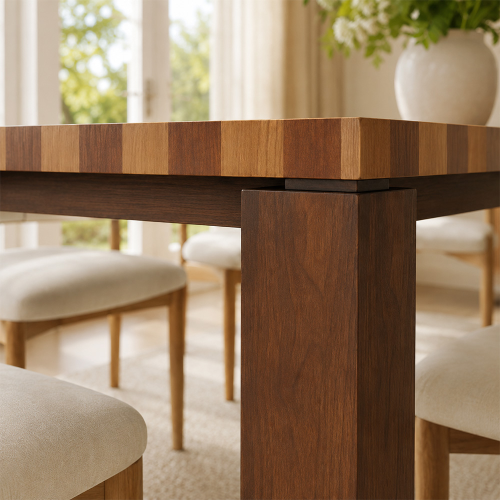 78.7" Rectangular Dual Tone Wood Grain Rectangular Wood Dining Table