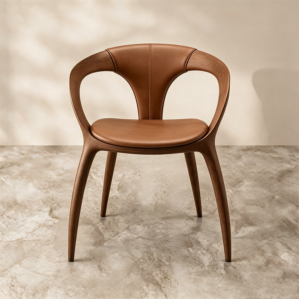 Stain Resistant Faux Leather Tapered Wood Leg Minimalist Dining Chair 1 Piece