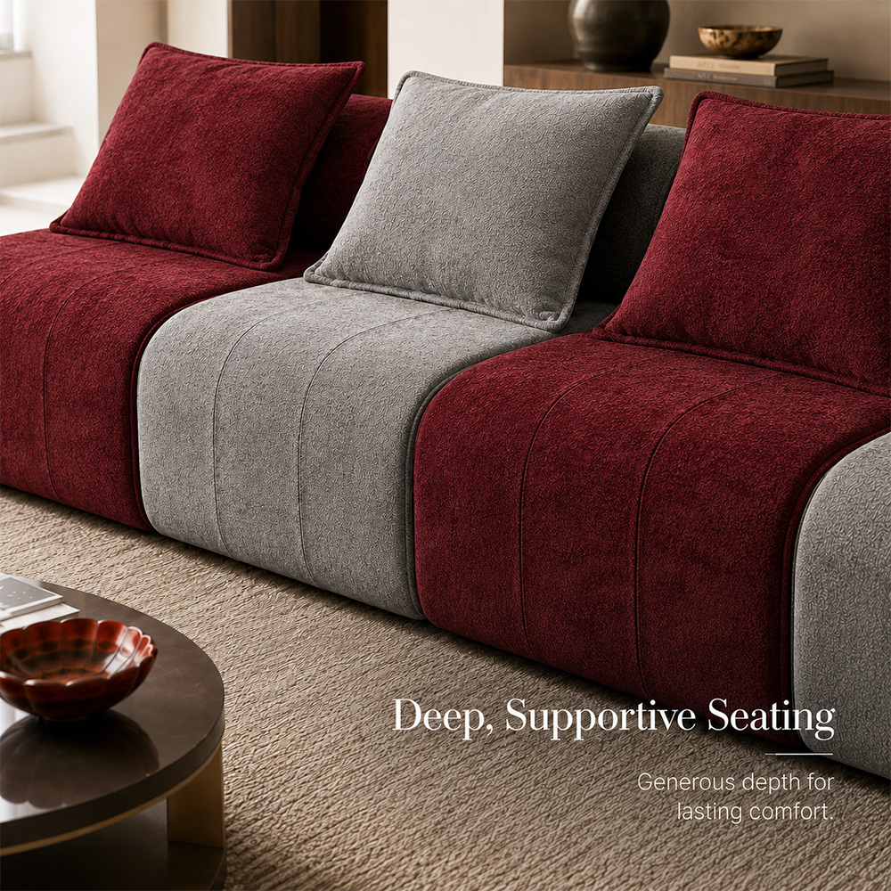 Space Saving Compressed Packaging Two Tone Modular Living Room Sofa
