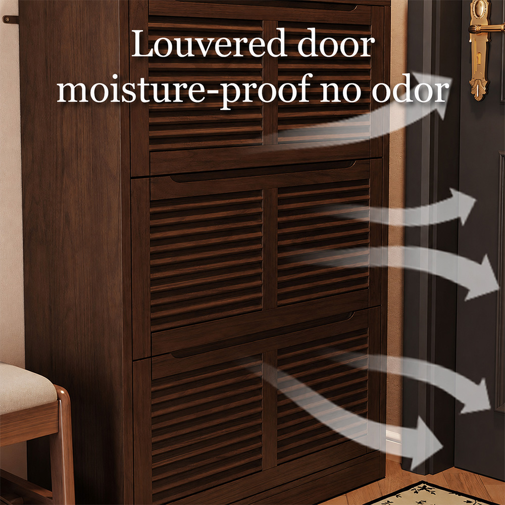 31.4'' Modern Wooden Flip-Door Shoe Cabinet Slim Space-Saving Entryway Storage Organizer