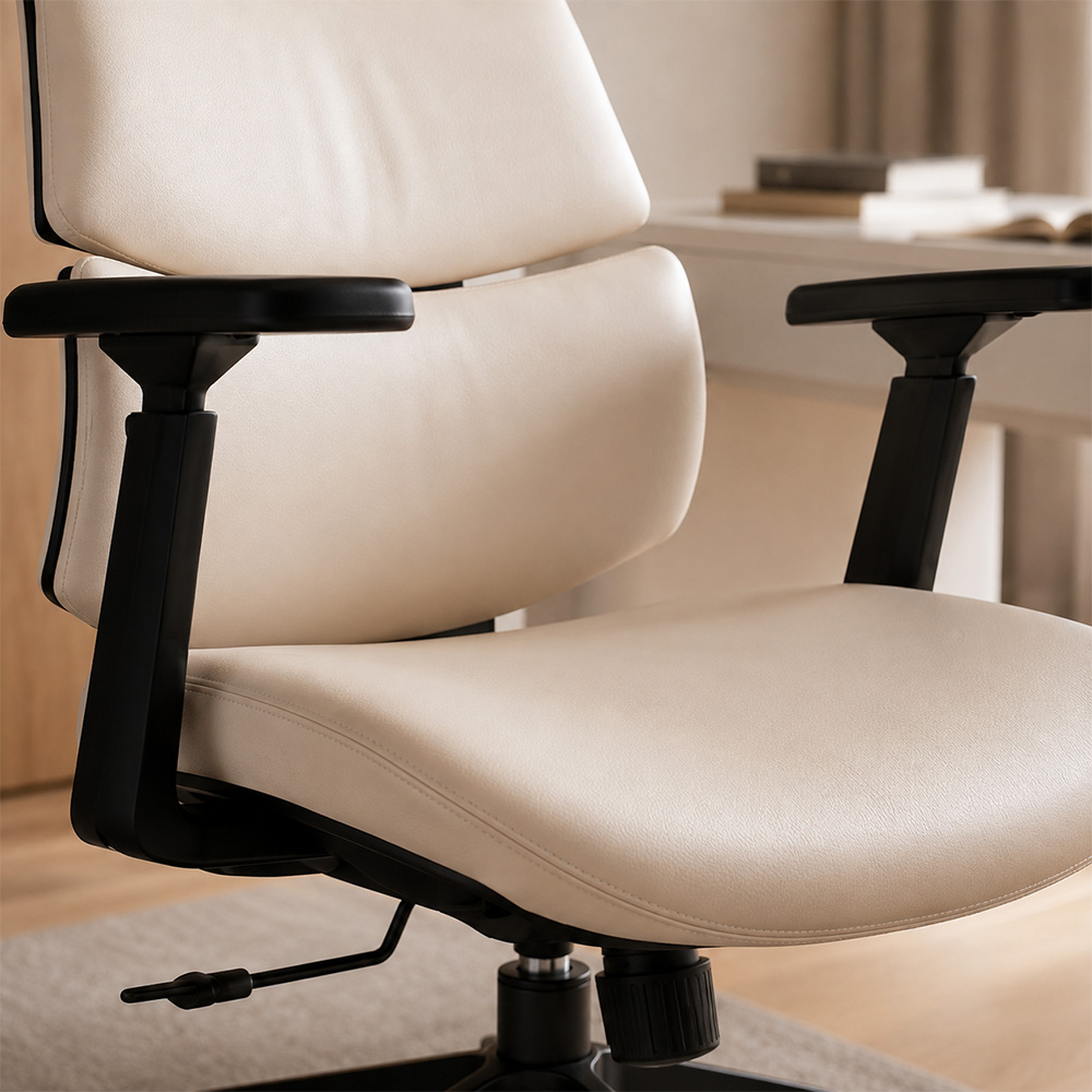 Premium Split Back PU Leather Office Chair Adjustable Headrest And Lumbar Pillow