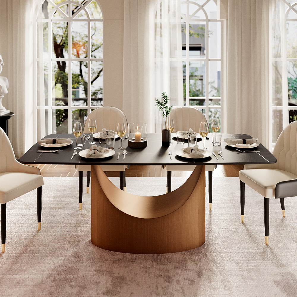 Modern Dining Table Sintered Stone Matte Black Surface – Arrtle