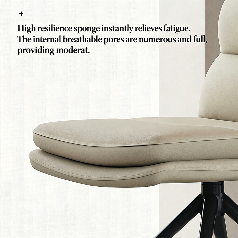 Minimalist Armless Layer Cushion Swivel Metal Leg Residential Chair 1 Piece