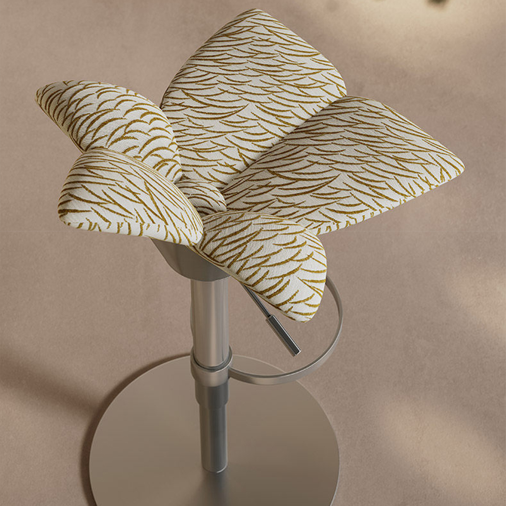 Adjustable Swivel Bar Stool with Petal-Shaped Upholstered Seat and Chrome Base 1 Piece