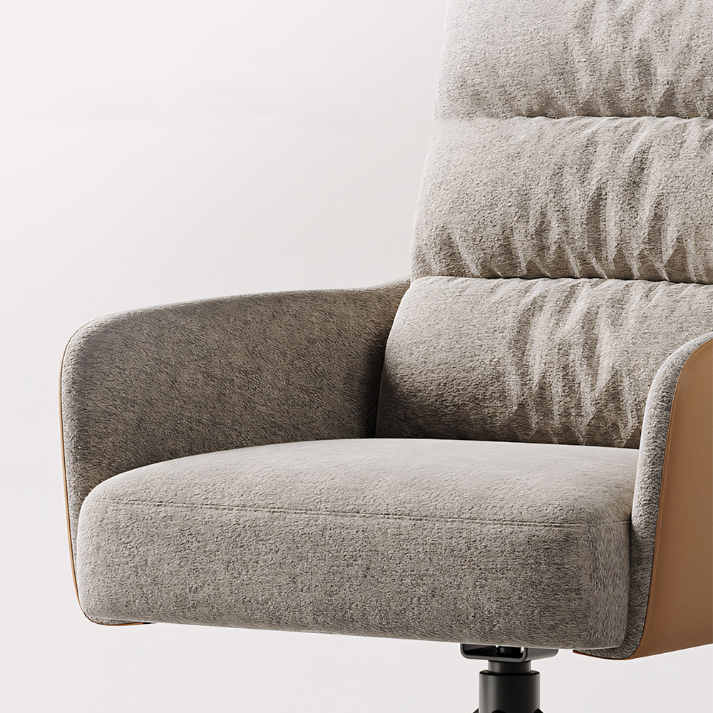 Modern Contrast Linen Leather 180 Degree Rotating Study Chair 1 Piece