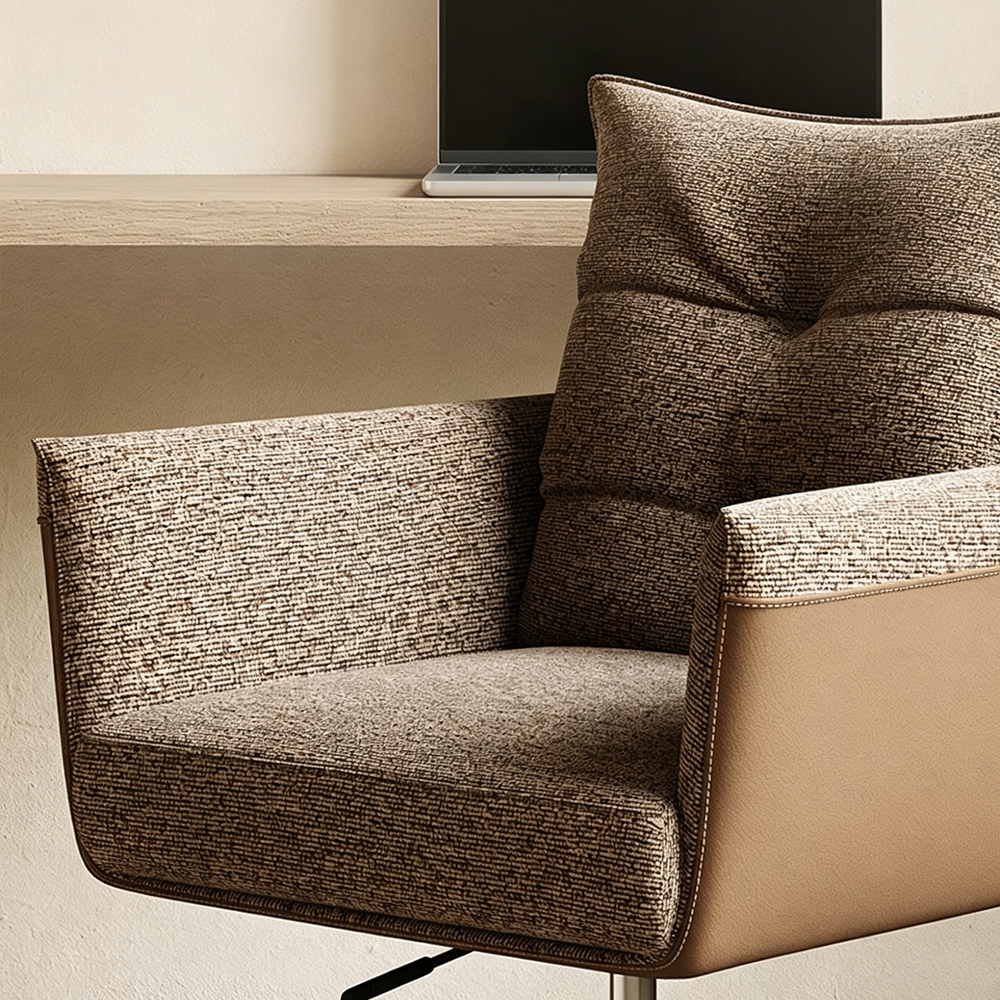 360 Swivel Height Adjustable Linen Upholstery Office Chair 1 Piece