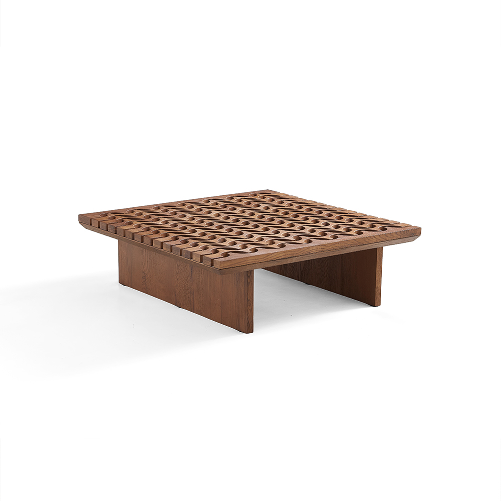 Premium Walnut Veneer Ash Wood Square Living Room Center Table