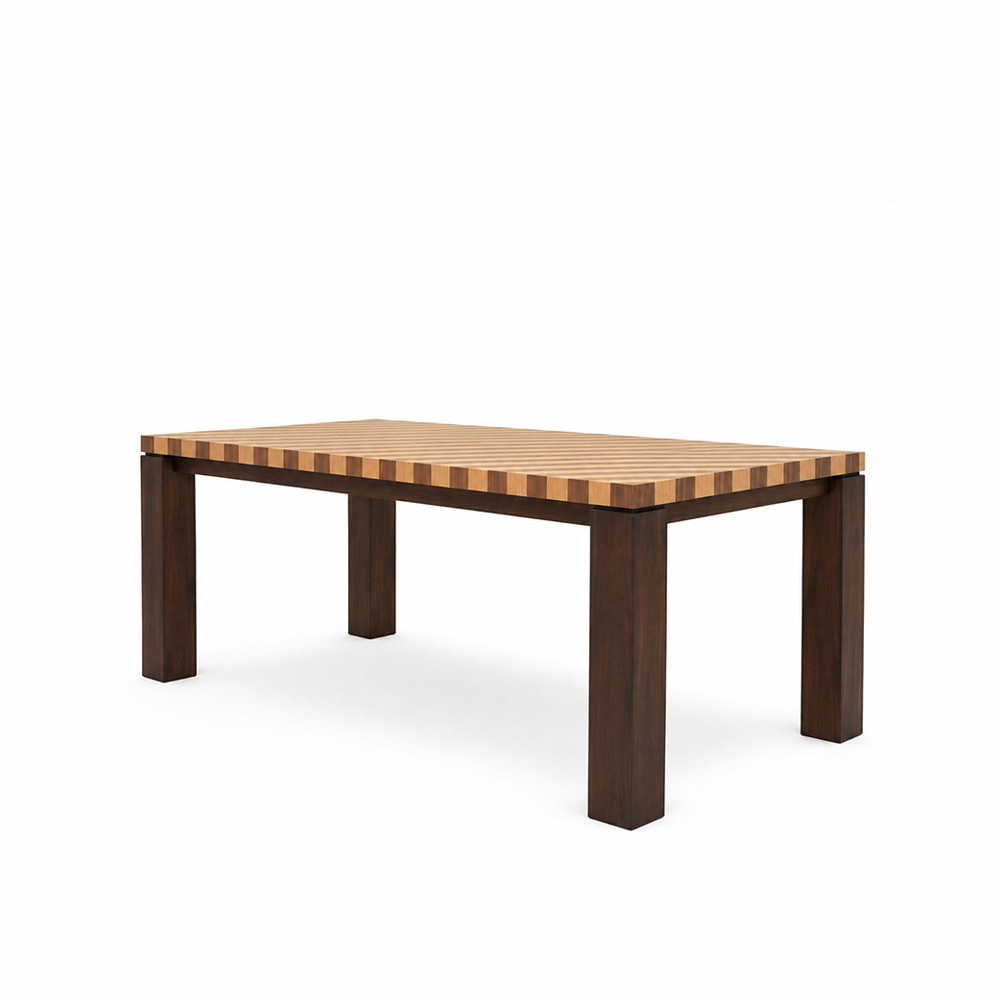 78.7" Rectangular Dual Tone Wood Grain Rectangular Wood Dining Table