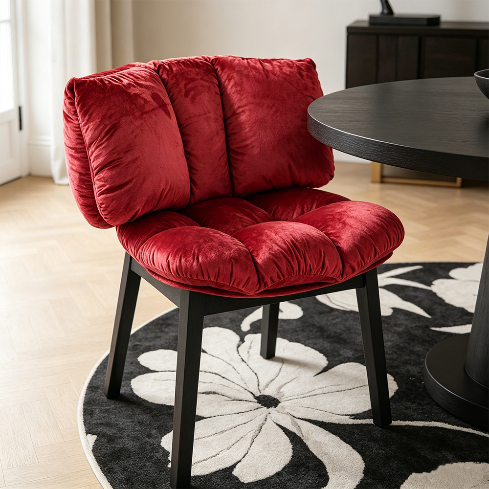 Ergonomic Cloud Pillow Ultra Plush Velvet Four Leg Dining Room Chair 1 Piece
