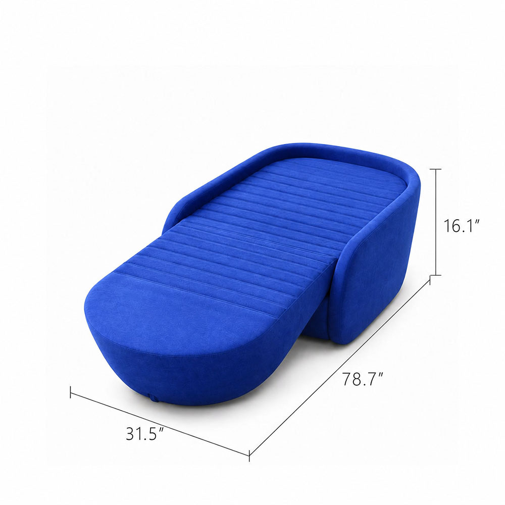 Klein Blue Velvet 2 In 1 Convertible Barrel Chair Chaise Lounge