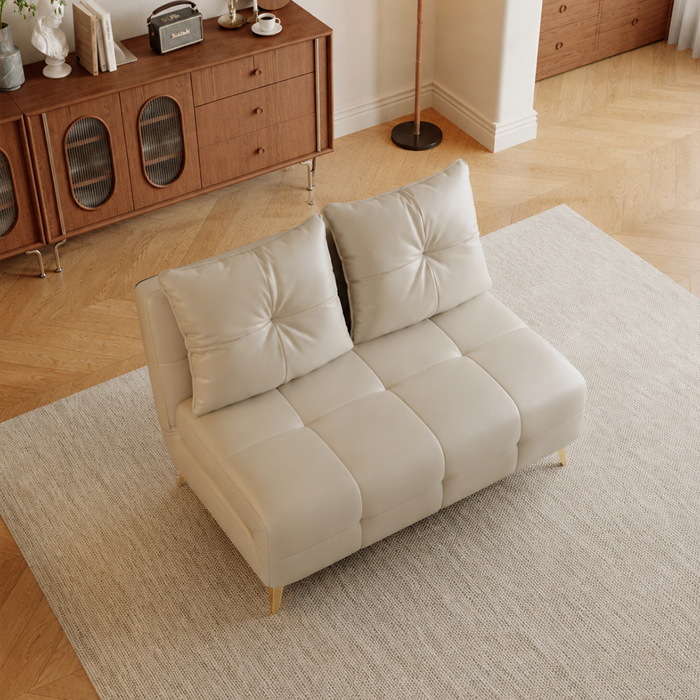 Faux Leather 2 Seater Convertible Tufted Sofa Bed