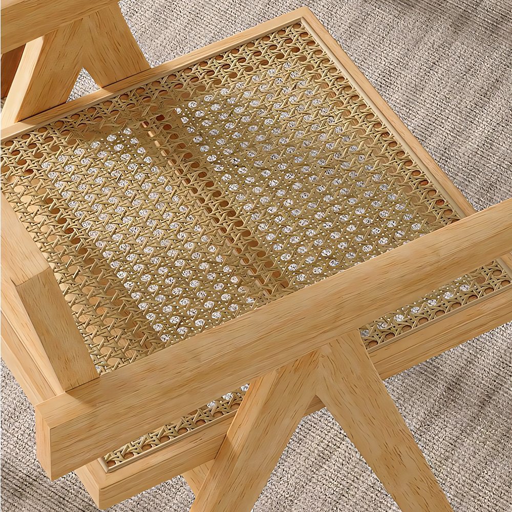 Airy Woven Plastic Rattan Wide Arm Solid Wood Residential Chair 1 Piece
