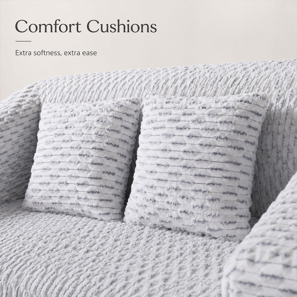 Striped Bouclé Fabric Modular Vacuum Compressed Convertible Sofa Daybed