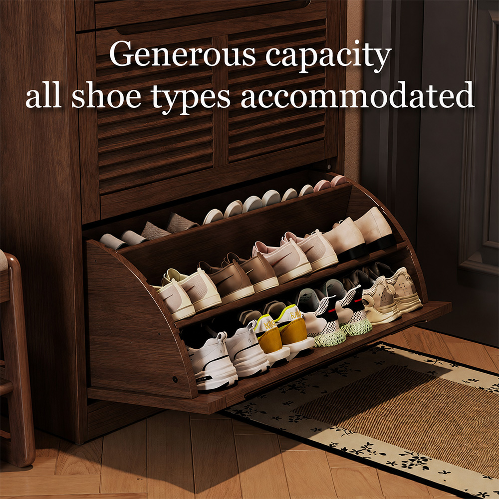31.4'' Modern Wooden Flip-Door Shoe Cabinet Slim Space-Saving Entryway Storage Organizer