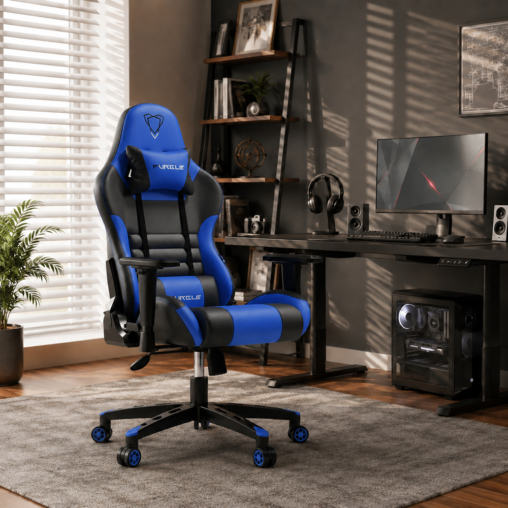 Ergonomic PU Leather Gaming Chair 2D Adjustable Armrests