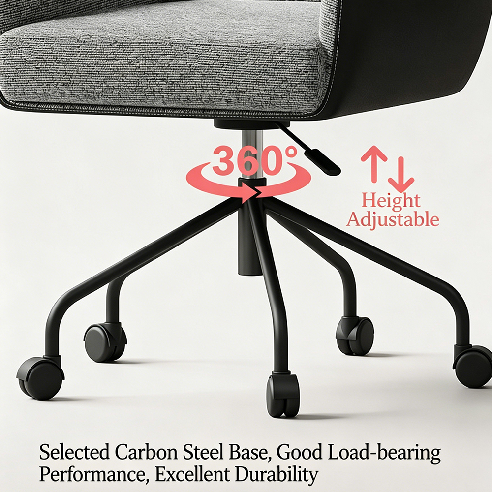 360 Swivel Height Adjustable Linen Upholstery Office Chair 1 Piece