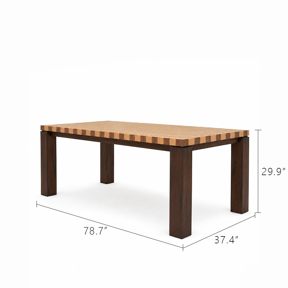 78.7" Rectangular Dual Tone Wood Grain Rectangular Wood Dining Table