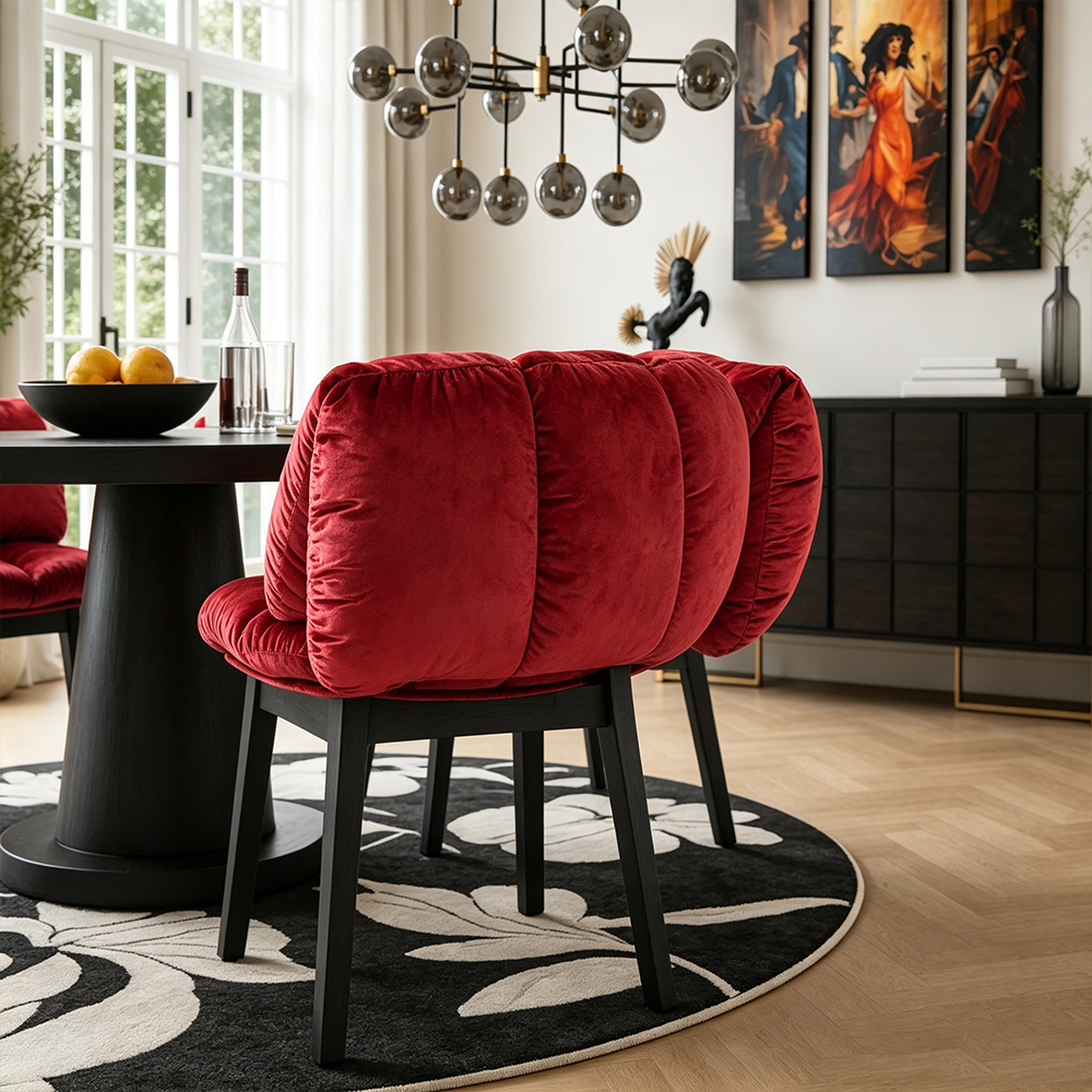 Ergonomic Cloud Pillow Ultra Plush Velvet Four Leg Dining Room Chair 1 Piece