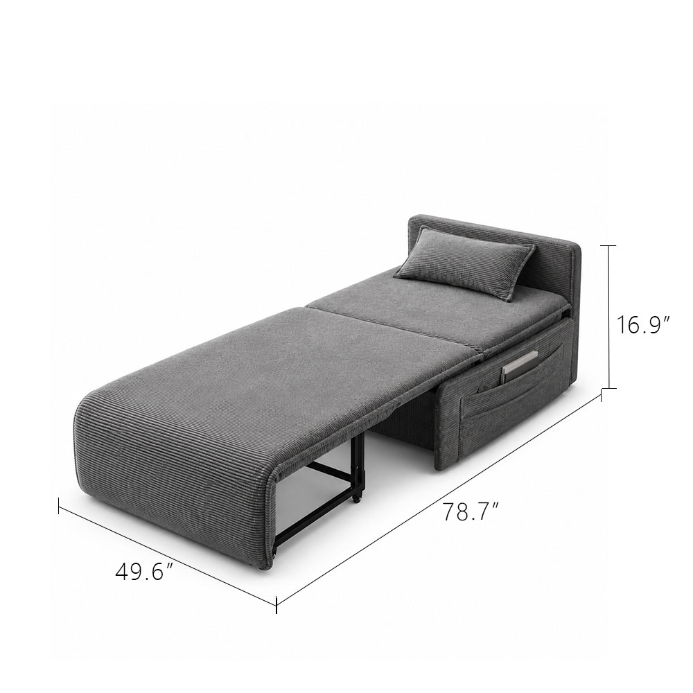 Corduroy 2 In 1 Convertible Storage Sleeper Lounge Chair