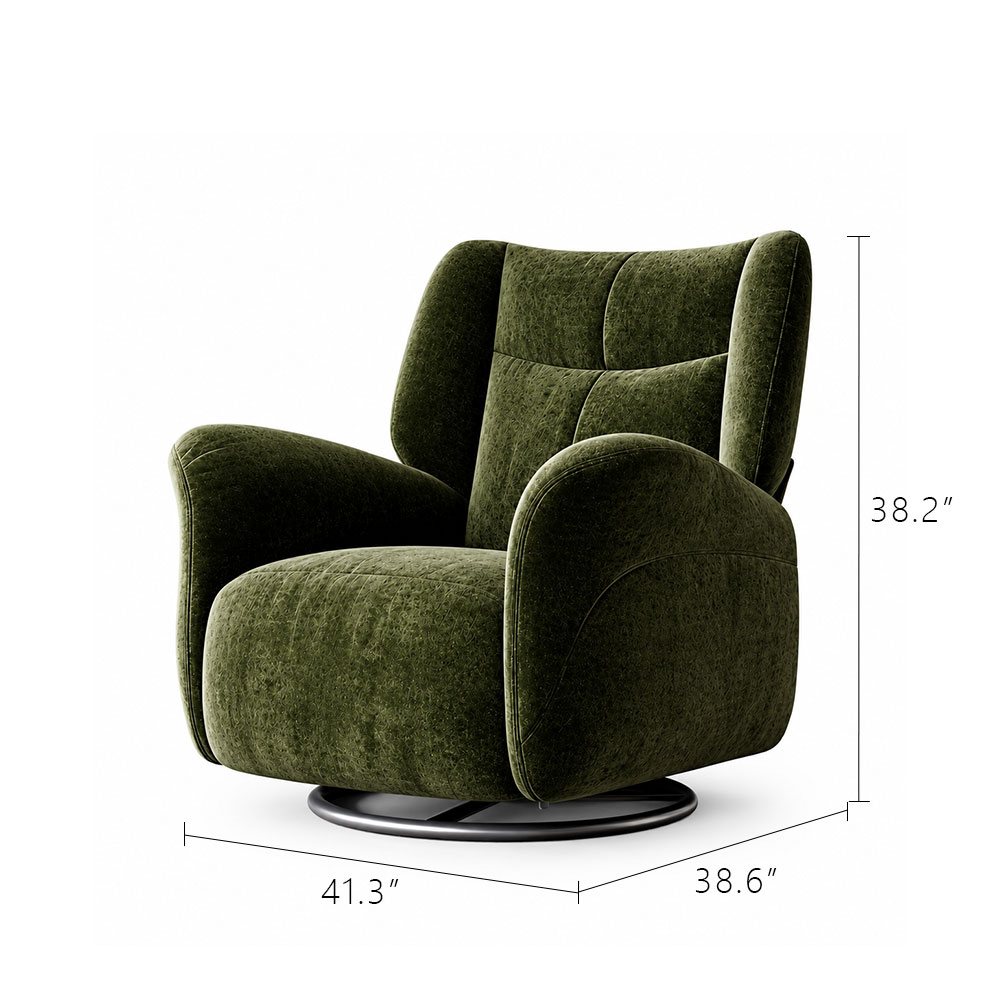 Silent Motor Power Recline Chenille Fabric Rotating Lounge Chair