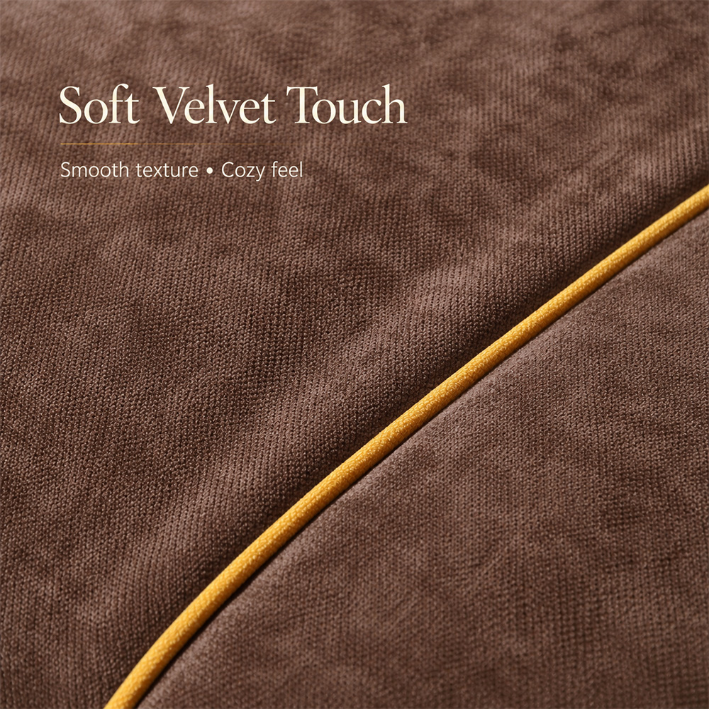 Dark Brown Embossed Velvet Golden Piping Modular Compressed Sofa