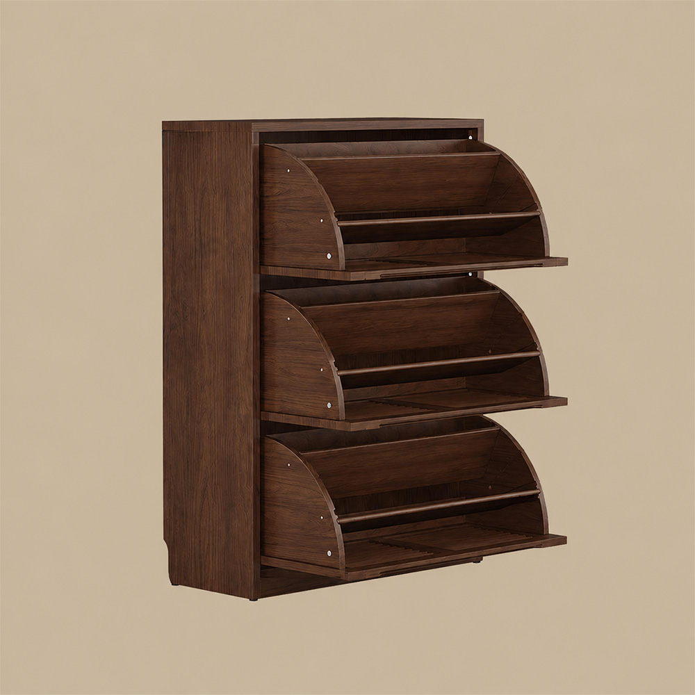 31.4'' Modern Wooden Flip-Door Shoe Cabinet Slim Space-Saving Entryway Storage Organizer