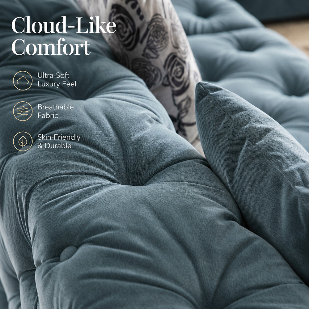 155.9" Two Tone Tufted Velvet Modular L Shape Sectional Sofa With Chaise For Luxury Villa