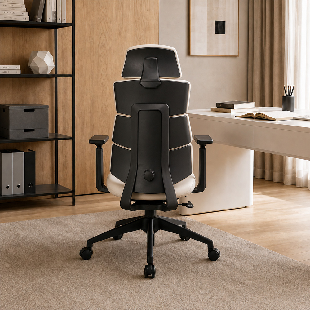 Premium Split Back PU Leather Office Chair Adjustable Headrest And Lumbar Pillow