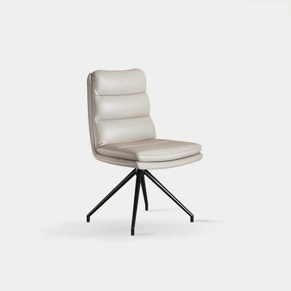 Minimalist Armless Layer Cushion Swivel Metal Leg Residential Chair 1 Piece