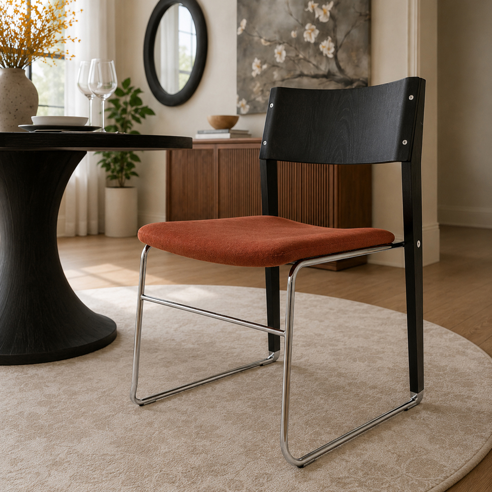 Ergonomic Concave Velvet Pad Polished Chrome Frame Side Dining Chair (Set of 2)