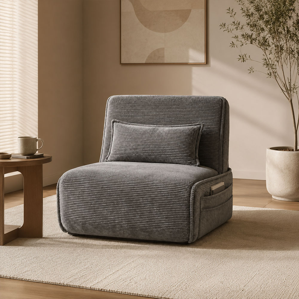 Corduroy 2 In 1 Convertible Storage Sleeper Lounge Chair