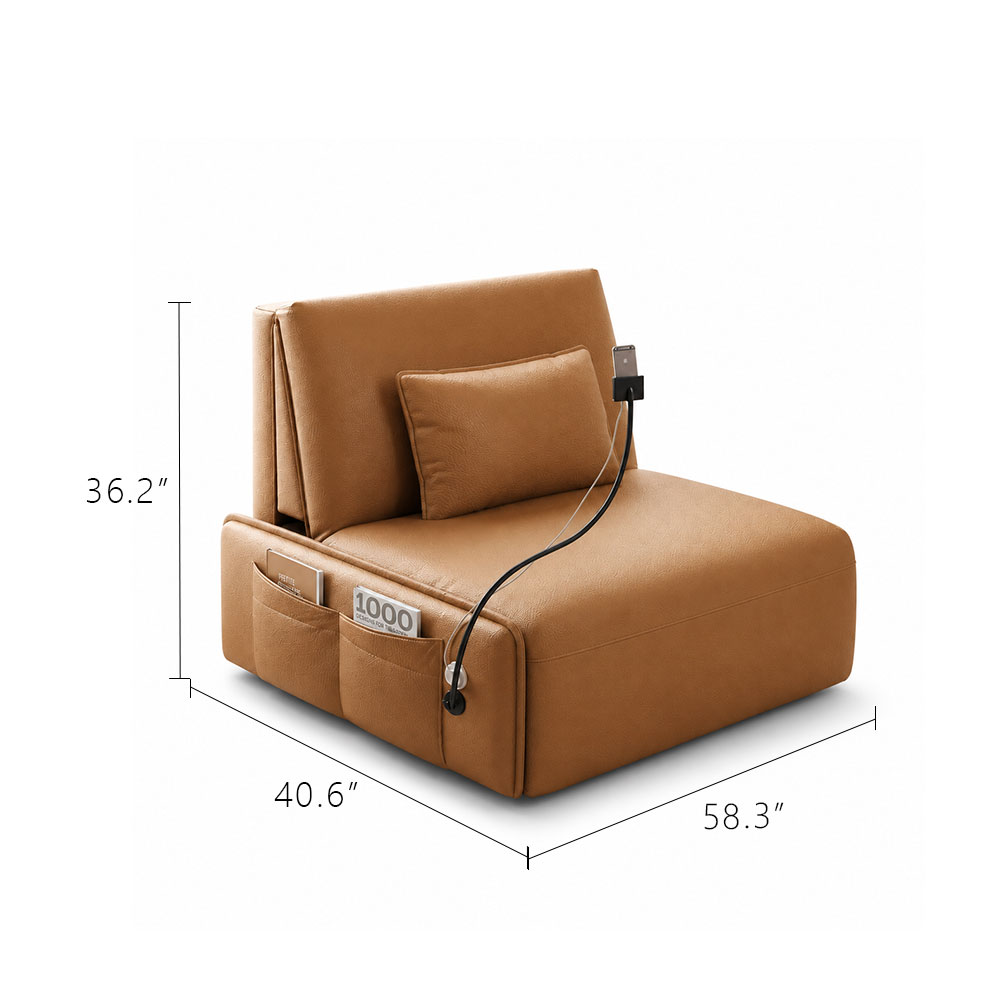 Gooseneck Phone Holder Foldable Faux Leather Guest Sofa Bed